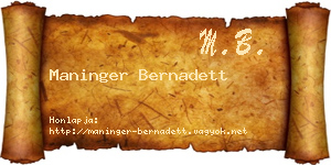 Maninger Bernadett névjegykártya